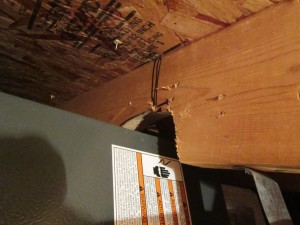 A licensed air conditioning company decided to notch 3 consecutive roof trusses to fit in the new air handler. Now the home has structural problems! This was the sellers home. Inspections help sellers too!